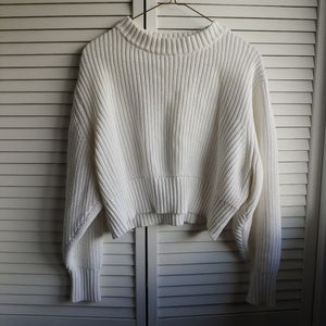 white knit sweater